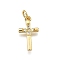 Brass Micro Pave Cubic Zirconia Pendants, Cross, Long-Lasting Plated, Lead Free & Cadmium Free, with Jump Ring, Real 18K Gold Plated, 16x9x2mm
