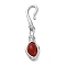 Brass S-Hook Clasps, with Natural Carnelian Beads, Snake, Platinum, 36mm