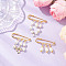 3Pcs 3 Styles Iron Glass Pearl Beads Kilt Pins Brooch, with Bowknot Brass Micro Pave Clear Cubic Zirconia Pendant, Golden, 38~56x50.5~51mm, 1pc/style
