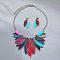 Leaf Alloy with Imitation Leather Pendant Necklace & Stud Dangle Earring, Platinum, Colorful, 425mm