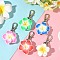 Handmade Polymer Clay Flower Pendant Decorations, with Alloy Lobster Claw Clasps, Mixed Color, 58mm
