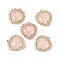 Natural Rose Quartz Faceted Heart Pendants, Rack Plating Brass Micro Pave Clear Cubic Zirconia Charms, Golden, Rack Plating, 24x21x7mm, Hole: 1.5mm