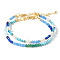 2Pcs Bohemian Style Natural Mixed Stone & Pearl Beaded Bracelet Sets, Blue, 6-1/2~6-3/4 inch(16.5~17cm)