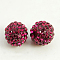 Resin Rhinestone Beads, Grade A, Round, Fuchsia, 10mm, Hole: 2mm