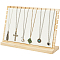 Bamboo Slant Back Necklace Organizer Display Stands, with PU Leather Mat, Rectangle, White, 30x9.4x19.5cm