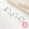 S925 Silver Heart Star Round Bead Cuff Earrings, Silver, 10mm