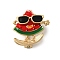 Golden Alloy Enamel Brooch, Exquisite Lapel Pin for Women Men, Fruit, Watermelon, 22x23mm