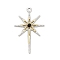 304 Stainless Steel Pave Natural Black Onyx(Dyed & Heated) Pendants, Golden & Stainless Steel Color, Star, 39.5x25x3.5mm, Hole: 2mm