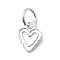 925 Sterling Silver Charms, with Jump Rings and 925 Stamp, Silver Color Plated, Heart, 9x7x1mm, Hole: 4mm