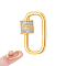 1Pc S925 Sterling Silver Screw Carabiner Lock Charms, with Clear Cubic Zirconia, Golden, 18x9x2mm