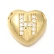 Rack Plating Brass Micro Pave Cubic Zirconia Pendants, Cadmium Free & Lead Free, Heart with Letter A~Z Charms, Real 18K Gold Plated, Letter H, 14.5x16x6mm, Hole: 3mm