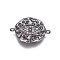Brass Micro Pave Cubic Zirconia Links connectors,  Flat Round and Eye, Clear and Black, Gunmetal, 15x20x2.5mm, Hole: 1.2mm