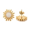 Ion Plating(IP) 304 Stainless Steel Flower Stud Earrings, wtih Enamel, Real 18K Gold Plated, 16mm