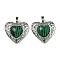Synthetic Malachite Peach Love Heart Pendants, Rack Plating Brass Hollow Heart Charms, Cadmium Free & Lead Free, 29.5x30.5x7.5mm, Hole: 7.5x5mm