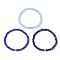 3Pcs Faceted Imitation Jade & Opaque Glass Rondelle Beaded Stretch Bracelets for Women, Dark Blue, Inner Diameter: 2 inch(5cm)