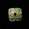 Alloy Enamel Bead Caps, Flower, Dark Sea Green, 7x7x2.5mm, Hole: 1mm
