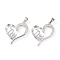 Brass Micro Pave Clear Cubic Zirconia Pendants, Long-Lasting Plated, Heart with Word Titi, Real Platinum Plated, 26x22x3mm, Hole: 4x3mm