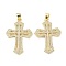 Brass Micro Pave Cubic Zirconia Pendant, Long-Lasting Plated, Cross, Lead Free & Cadmium Free, Real 18K Gold Plated, 31x22x2.5mm, Hole: 3.5x5mm