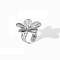 304 Stainless Steel Open Cuff Rings, Flower, Stainless Steel Color, 32x27mm
