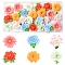 24Pcs 6 Styles Opaque Resin Flowers Cabochons, Mixed Color, 22.5~26x25.5~28x8.5~10mm, 4pcs/style