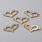 Alloy Crystal Rhinestone Connector Charms, Heart Links, Light Gold, Word, 11x24.5x2mm, Hole: 1.6mm