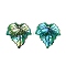 Acrylic Pendants, with AB Color Plated, Leaf, Teal, 24x23x4mm, Hole: 1.6mm