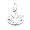 925 Sterling Silver Charms, Lotus Flower, with Jump Rings & 925 Stamp, Silver, 10x11x1mm, Hole: 4mm