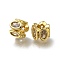 Brass Micro Pave Clear Cubic Zirconia Beads, Long-Lasting Plated, Rack Plating, Lead Free & Cadmium Free, Real 18K Gold Plated, 9x6.5mm, Hole: 3.5mm