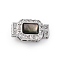 Rectangle Brass Micro Pave Clear Cubic Zirconia Box Clasps, with Black Shell, Platinum, 20.5x11.5x8mm, Hole: 1.5x1.5mm