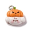 Halloween Theme Opaque Resin Pendants, with Platinum Plated Iron Loops, Pumpkin, 16.5x15x6mm, Hole: 2mm