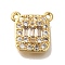 Rectangle Rack Plating Brass Micro Pave Clear Cubic Zirconia Pendants, Long-Lasting Plated, Cadmium Free & Lead Free, Real 18K Gold Plated, 11x11x3mm, Hole: 1mm