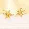 Flower Brass Stud Earrings, Long-Lasting Plated, Nickel Free, Real 18K Gold Plated, 14.5x21mm