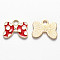 Alloy Enamel Pendants, Bowknot, Light Gold, Red, 14.5x18.5x1.5mm, Hole: 3mm