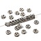 Brass Rhinestone Spacer Beads, Wavy Edge, Crystal, Platinum, Nickel Free, 4x2mm, Hole: 1mm