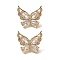 Brass Micro Pave Clear Cubic Zirconia Pendants, Butterfly, Real 18K Gold Plated, 15x17x9mm, Hole: 3mm