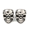 316 Surgical Stainless Steel European Beads, Large Hole Beads, Skull, Antique Silver, 16x12x15mm, Hole: 8mm