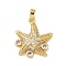 Brass Micro Pave Cubic Zirconia Pendants, Starfish Charms, Golden, 20.5x18x3.5mm, Hole: 5x3mm