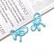 Spray Painted Alloy Pendants, Bowknot, Deep Sky Blue, 19x21mm