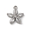 Brass Micro Pave Cubic Zirconia Charms, Cadmium Free & Nickel Free & Lead Free, Flower, Platinum, 12x11x4mm, Hole: 1mm