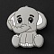 Elephant Silicone Beads, Light Grey, 29x29x10mm, Hole: 2mm