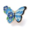 Butterfly & Flower Enamel Pins, Alloy Lapel Pin Backs for Backpack Clothes, Blue, 23.5x30.5mm