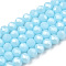 Electroplate Glass Beads Strands, Pearl Luster Plated, Faceted, Rondelle, Light Blue, 8x6mm, Hole: 1~1.4mm, about 60~62pcs/strand, 16.14~16.53 inch(41~42cm)