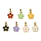 7Pcs 7 Colors Alloy Enamel Charms, with Brass Snap on Bails, Flower Charms, Mixed Color, 13x10x2mm, Hole: 5x4mm, 1pc/color