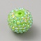 Chunky Resin Rhinestone Bubblegum Ball Beads, Round, Lawn Green, 19.5~20x18mm, Hole: 2.5mm