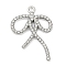 Alloy Rhinestone Pendants, Rack Plating, Cadmium Free & Nickel Free & Lead Free, Bowknot, Platinum, Crystal, 30x21x2.5mm, Hole: 1.8mm