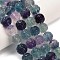 Natural Fluorite Carved Beads Strands, Round Flower, 10.5x10mm, Hole: 0.9mm, about 39pcs/strand, 15.75''(40cm)