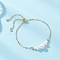 Brass Cable Chains Slider Bracelets, Shell Pearl Beaded Bracelet for Women, Real 18K Gold Plated, 10-7/8 inch(27.5cm)