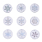 9 Pcs Christmas 304 Stainless Steel Pendants, Flat Round with Snowflake, Stainless Steel Color, 20mm