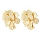 Brass Stud Earring Findings, with Loop, Flower, Real 18K Gold Plated, 22x22.5mm, Hole: 1.6mm, Pin: 0.8x11.5mm