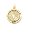 Brass Pendants, Flat Round, Real 16K Gold Plated, 23x20x4mm, Hole: 4.5x3.5mm